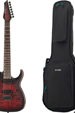 Livraison rapide - Harley Benton Amarok-7 BKRD Quilted w/Bag