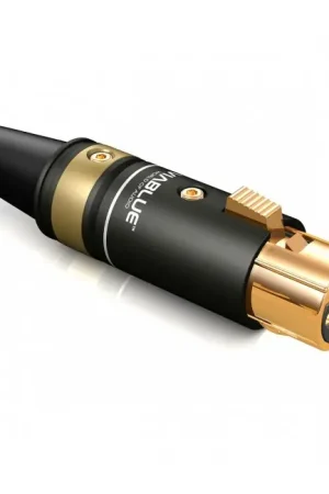 VIABLUE T6S Connecteur XLR Femelle 3 Pôles Plaqué Or 24k Ø12mm Noir (Unité) | En stock