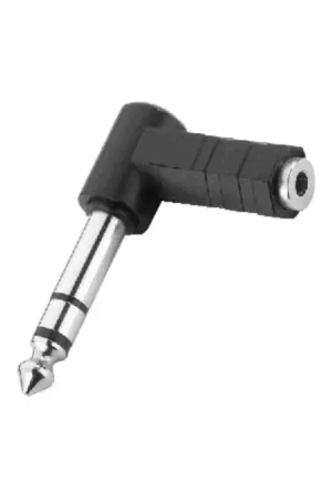 Adaptateur coudé mâle jack 6.35mm vers femelle jack 3.5mm stéréo - Haute qualité