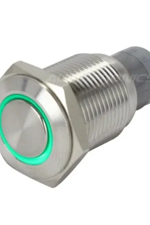 Dernières unités | Interrupteur Inox avec Cercle Lumineux Vert 1NO1NC 250V 3A Ø16mm Argent