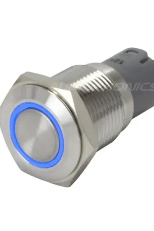 Interrupteur Inox avec Cercle Lumineux Bleu 2NO2NC 250V 3A Ø16mm Argent - Nouvel arrivage