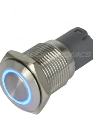 Bouton Poussoir Inox avec Cercle Lumineux Bleu 1NO1NC 250V 3A Ø16mm Argent | Prix usine