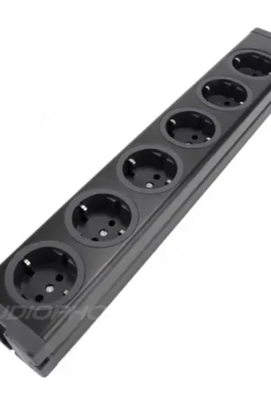 Très bien noté | Multiprise 6 Ports Schuko Qualité Professionnelle Aluminium Noir (A câbler)