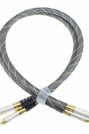 Disponible dès maintenant - DYNAVOX 204971 Câble de Modulation Cuivre OFC Blindé Plaqué Or 24k RCA-RCA 0.6m (La Paire)
