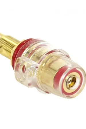 Vente flash - ELECAUDIO BP-205 Bornier Isolé Acrylique Plaqué Or V2 (Rouge)