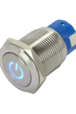 Interrupteur Inox avec Symbole Lumineux Bleu 2NO2NC 250V 5A Ø19mm Argent - Bien noté