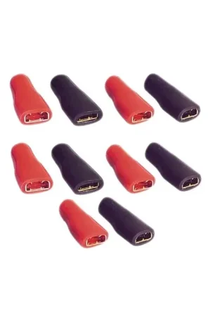 Tout juste disponible | Cosse Plate Femelle Isolée Plaquée Or 6.3mm 1.5-3.4mm² Noir/Rouge (x10)