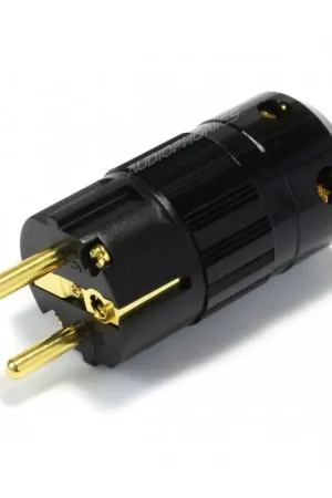 Disponible | ELECAUDIO PS-24GB Connecteur Secteur Schuko Type E/F Or 24K 3µ Ø16.5mm Noir