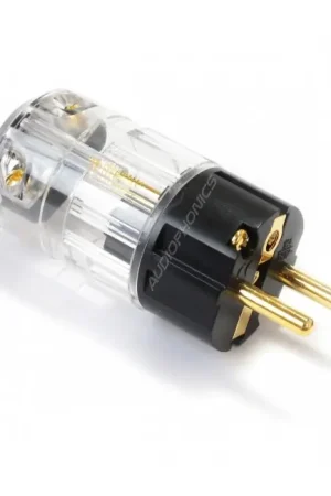 Expédition immédiate - ELECAUDIO PS-24GC Connecteur Secteur Schuko Type E/F Plaqué Or 24K 3µ Ø16.5mm Transparent