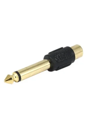 Adaptateur Jack 6,35mm mâle mono vers RCA femelle&nbsp;plaqué Or | Stock limité