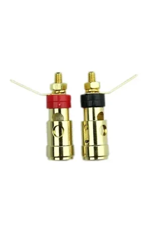Derniers exemplaires | Borniers Haut-Parleur Isolés Laiton Plaqué Or 5mm (La paire)