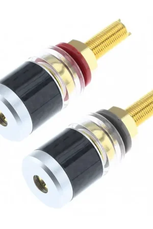 ELECAUDIO BP-207 Borniers Isolés Carbone / Or 24K Ø5.5mm (La paire) - Offre du jour