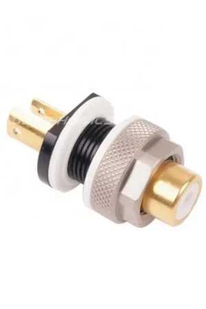 En stock - ELECAUDIO ER-108W Embase RCA Blanc Cuivre Tellurium / Plaqué Or 10µ (Unité)