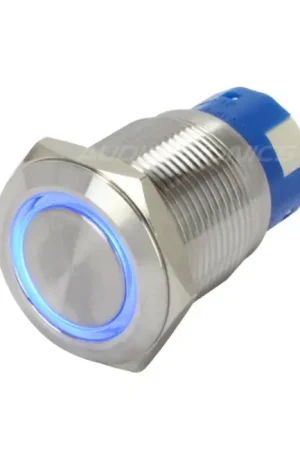Direct usine - Interrupteur Inox avec Cercle Lumineux Bleu 1NO1NC 250V 5A Ø19mm Argent