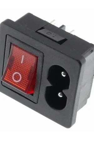 Dernières unités | Interrupteur à Bascule Lumineux Rouge IEC C8 ON-OFF 250V 2.5A Noir