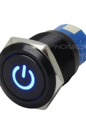 Direct fabricant - Interrupteur Aluminium Anodisé avec Symbole Lumineux Bleu 1NO1NC 250V 5A Ø19mm Noir