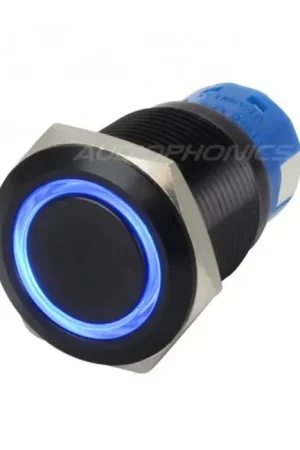 Très bien noté - Interrupteur Aluminium Anodisé avec Cercle Lumineux Bleu 1NO1NC 250V 5A Ø19mm Noir