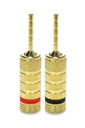 Promotion - Réducteurs plaqués Or pour câble haut-parleur 2mm (La paire)