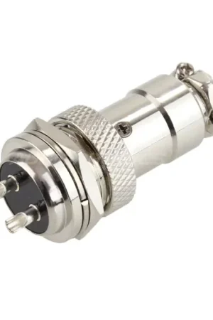 Disponible | Connecteur aviation GX16 verrouillable 2 pôles plaqué Argent 300V 5A Ø7mm