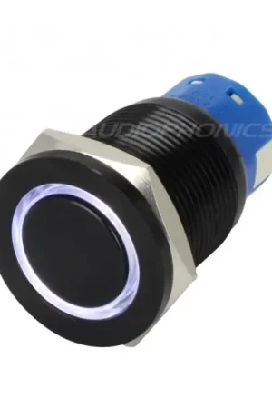 Interrupteur Aluminium Anodisé avec Cercle Lumineux Blanc 2NO2NC 250V 5A Ø19mm Noir - Affaire à saisir