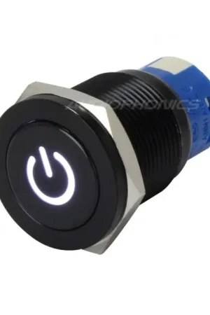 Interrupteur Aluminium Anodisé avec Symbole Lumineux Blanc 2NO2NC 250V 5A Ø19mm Noir | Remise supplémentaire