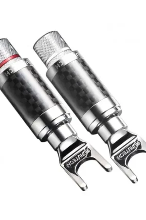 Derniers exemplaires - FURUTECH CF-201 (R) Fourches Plaqué Rhodium Ø5.5mm (La paire)