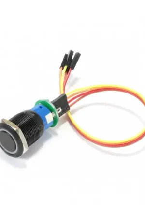 Bouton Poussoir Pré-Soudé Aluminium avec Cercle Lumineux Bleu 250V 5A Ø19mm Noir | Prix exceptionnel