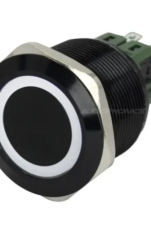 Prix bas | Interrupteur Aluminium Anodisé avec Cercle Lumineux Blanc 2NO2NC 250V 5A Ø25mm Noir