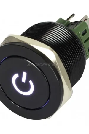 Offre à durée limitée - Interrupteur Aluminium Anodisé avec Symbole Lumineux Blanc 2NO2NC 250V 5A Ø25mm Noir
