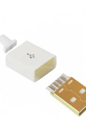 Connecteur USB mâle Type A DIY doré blanc - Jusqu'à épuisement des stocks