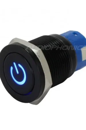 Interrupteur Aluminium Anodisé avec Symbole Lumineux Bleu 2NO2NC 250V 5A Ø19mm Noir - Qualité professionnelle