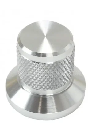 Disponible | Bouton Aluminium Grip Axe Méplat 22x25x17mm Ø6mm Argent
