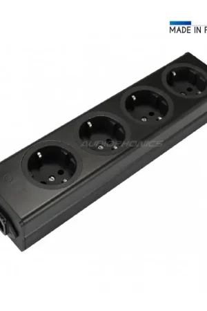 Bonne affaire - AUDIOPHONICS Distributeur Secteur 4 Prises Schuko Aluminium Noir