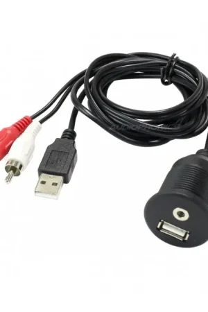 Prix doux - Passe Cloison USB-A Mâle / RCA Mâle vers USB-A Femelle / Jack 3.5mm Femelle 1m