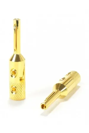 VIBORG VB401G Fiches Banane Cuivre Pur Plaqué Argent / Or 24k 3μ Ø4mm (Set x4) - Préféré des clients