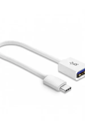 Bonne affaire | Câble USB-A 3.0 Femelle vers USB-C Mâle OTG Cuivre Gaine PVC Blanc 20cm
