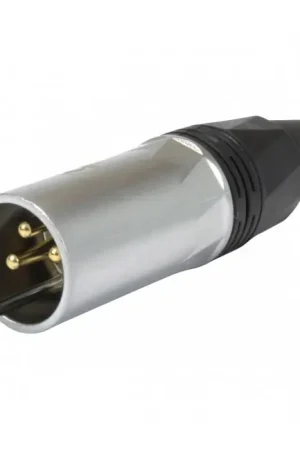 Connecteur XLR Mâle 3 Pôles Plaqué Or Ø8mm Argent (Unité) - Remise supplémentaire