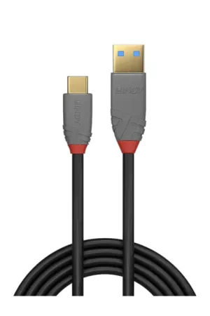 LINDY ANTHRA LINE Câble USB-C 3.1 Mâle vers USB-A 3.1 Mâle Plaqué Or SuperSpeed+ 10Gbps 5A 0.5m - Prix en baisse