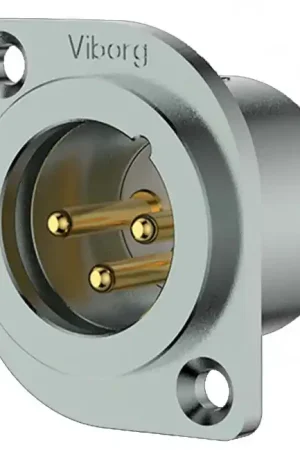 En stock | VIBORG CM201 (G) Embase XLR Mâle 3 Pôles Cuivre Pur Plaqué Argent / Or 24k 3μ (Unité)