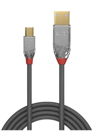 Qualité professionnelle - LINDY CROMO LINE Câble USB-A Mâle vers Mini USB-B Mâle 2.0 Plaqué Or 3m