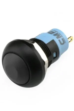 Disponible - Bouton Poussoir Aluminium monostable étanche 1NO Ø12mm Noir