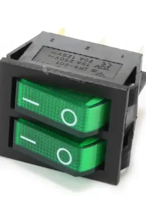 Interrupteur NO Lumineux Double 250VAC 15A Vert - Super prix
