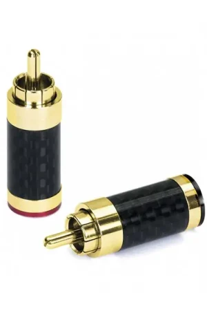 DYNAVOX Connecteurs RCA Carbone Plaqué Or Ø4mm (Set x4) | Se termine bientôt