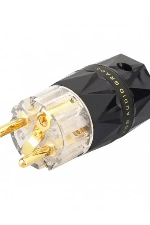 VIBORG VE503G Connecteur Secteur Schuko Type E/F Cuivre Pur Plaqué Argent / Or 24k Ø19mm - Ajoutez au panier
