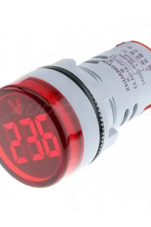 Afficheur de Tension Voltmètre à LED Rouge 60-500VAC Ø22mm - Commandez maintenant