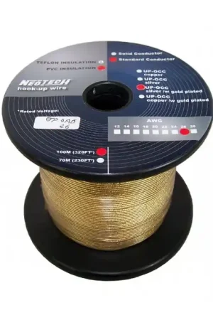 NEOTECH GP-OAG-24 Fil de Câblage Argent UP-OCC Plaqué Or 0.205mm² | Nouveau produit