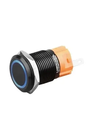 LB Interrupteur Aluminium avec Cercle Lumineux Bleu 250V Ø16mm Noir - Promo exceptionnelle
