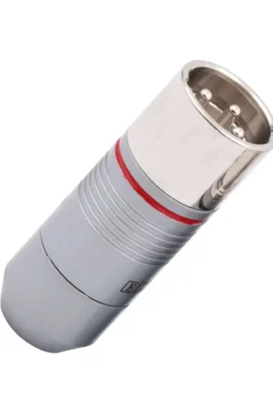 Stock limité | EIZZ EZ-205M Connecteur XLR Mâle 3 Pôles PTFE Plaqué Platine Ø9mm Rouge (Unité)