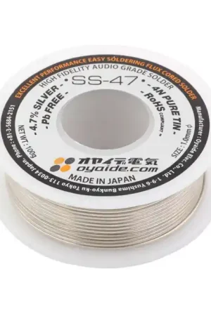 OYAIDE SS-47 Étain à Souder Soudure Argent 4.7% Cuivre 1.7% Flux 3.3% Ø1mm 50g | Remise supplémentaire