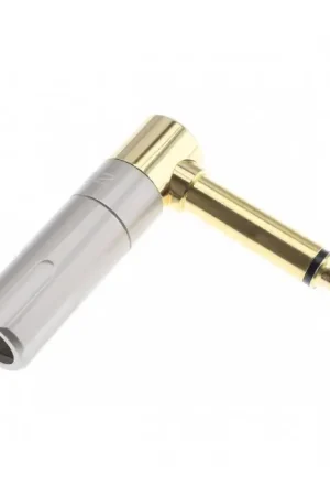 Nouveau au catalogue - Connecteur Jack 6.35mm Mono Coudé Plaqué Or Ø8mm